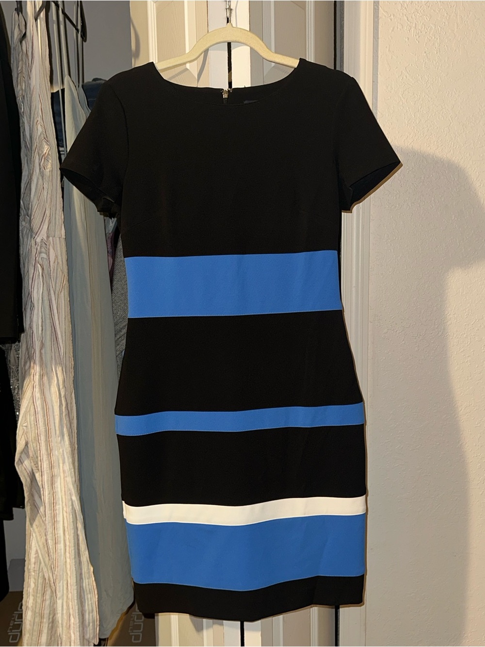 Tommy Hilfiger Black, Blue and White Striped Dress